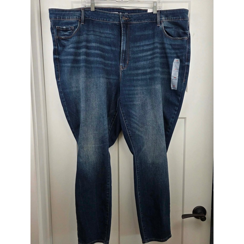 NWT Old Navy Mid Rise Pop Icon Skinny Jeans Dark Wash Women Size 28 Plus‎